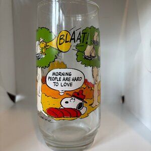 VTG 1983 Peanuts McDonald’s Camp Snoopy Collection Glass Morning People are Hard